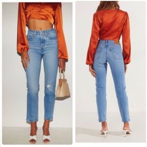 Levi’s Premium Wedgie High-Rise Straight Crop Jeans in Tango Blue 28